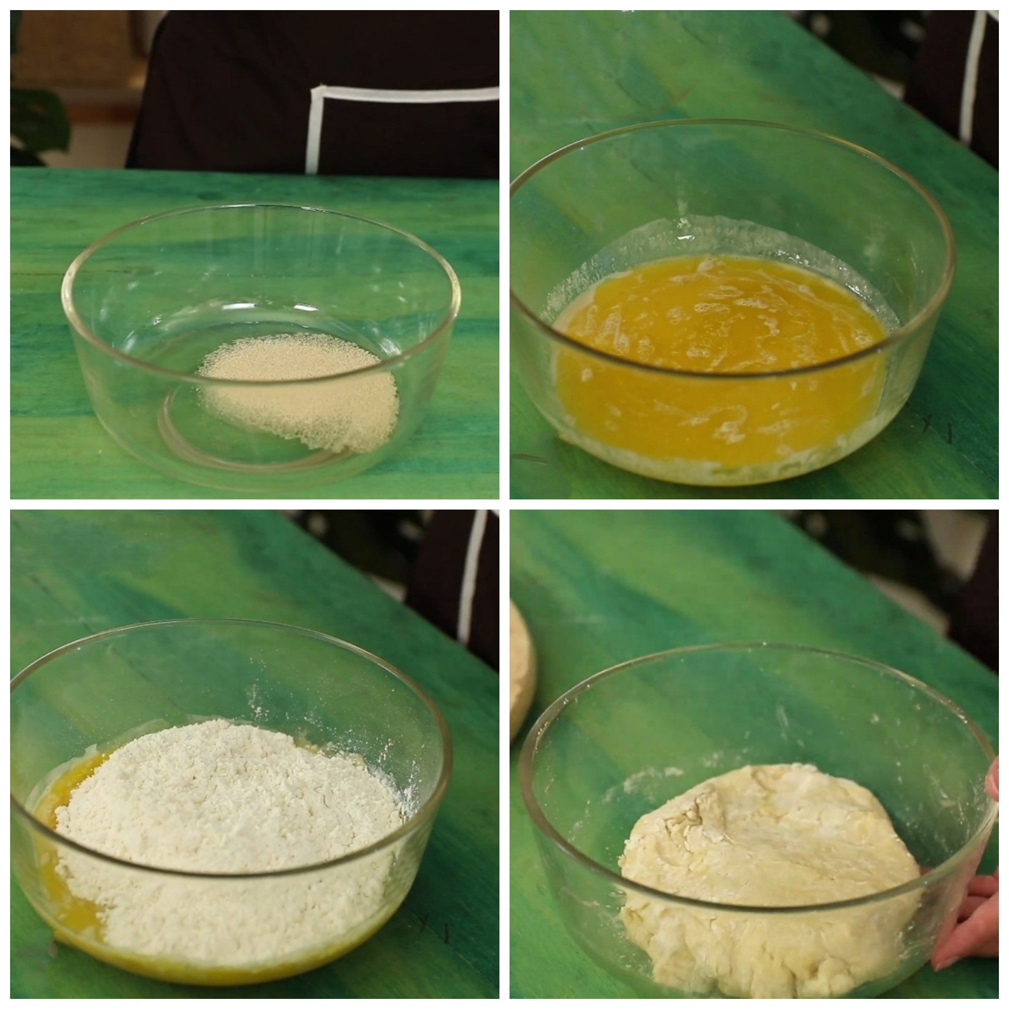 Cho hỗn hợp nguyên liệu vào tô, trộn đều sao cho nguyên liệu bột hòa quyện