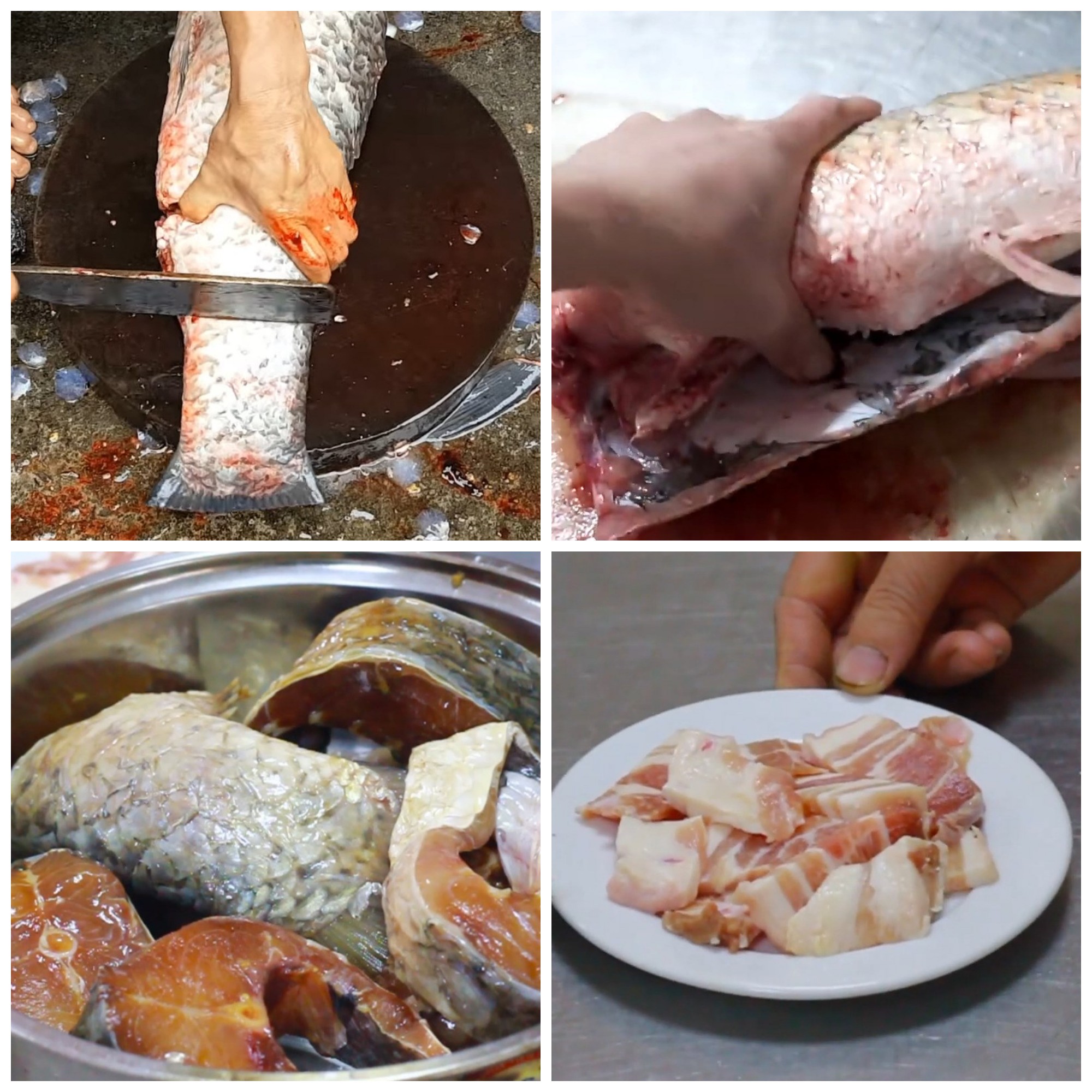 Sơ chế cá và thịt chuẩn bị cho công đoạn nấu ăn