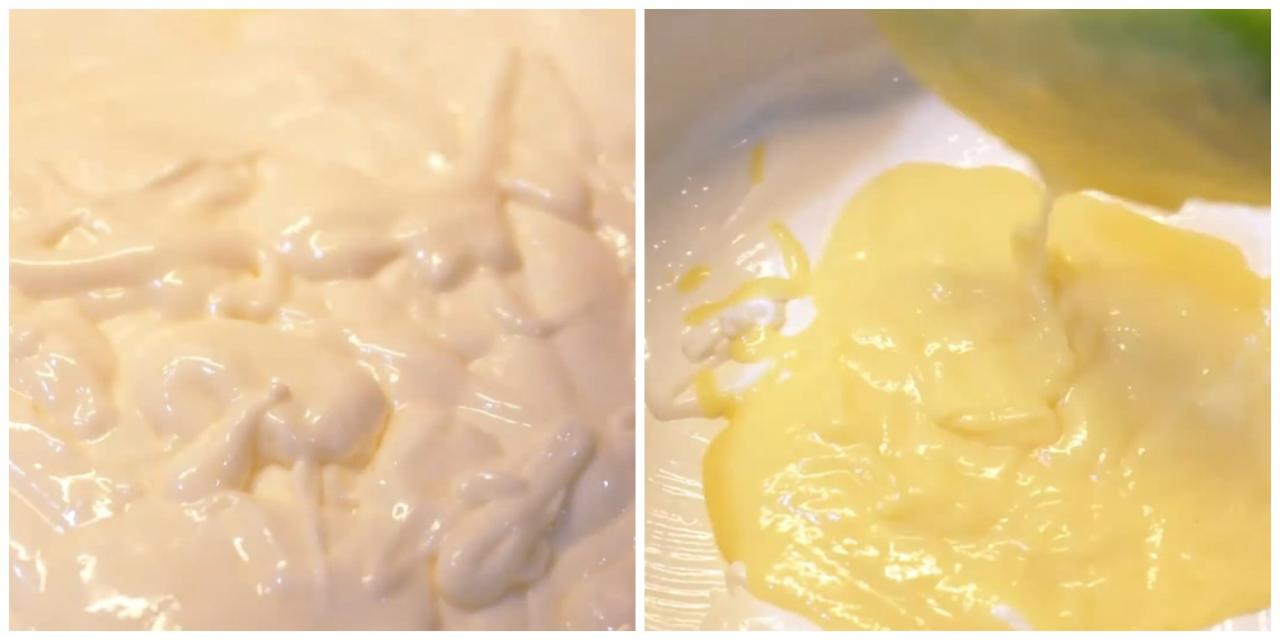 Cho vào tô đường, whipping cream, dùng máy đánh đến khi kem bông mềm