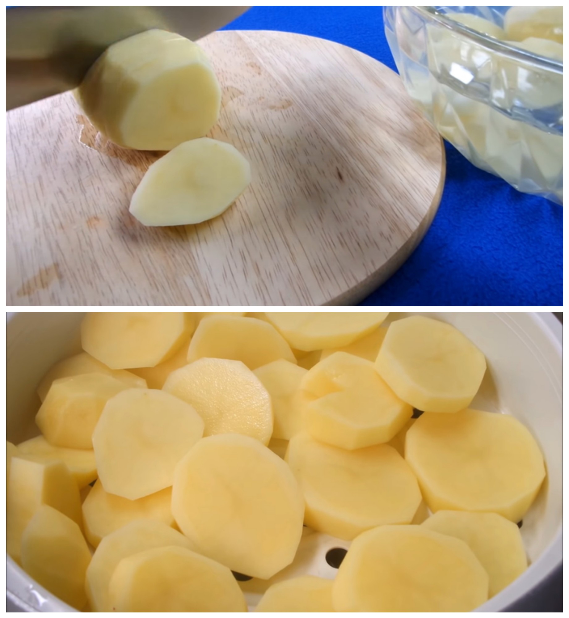Sơ chế khoai tây chuẩn bị làm món ăn