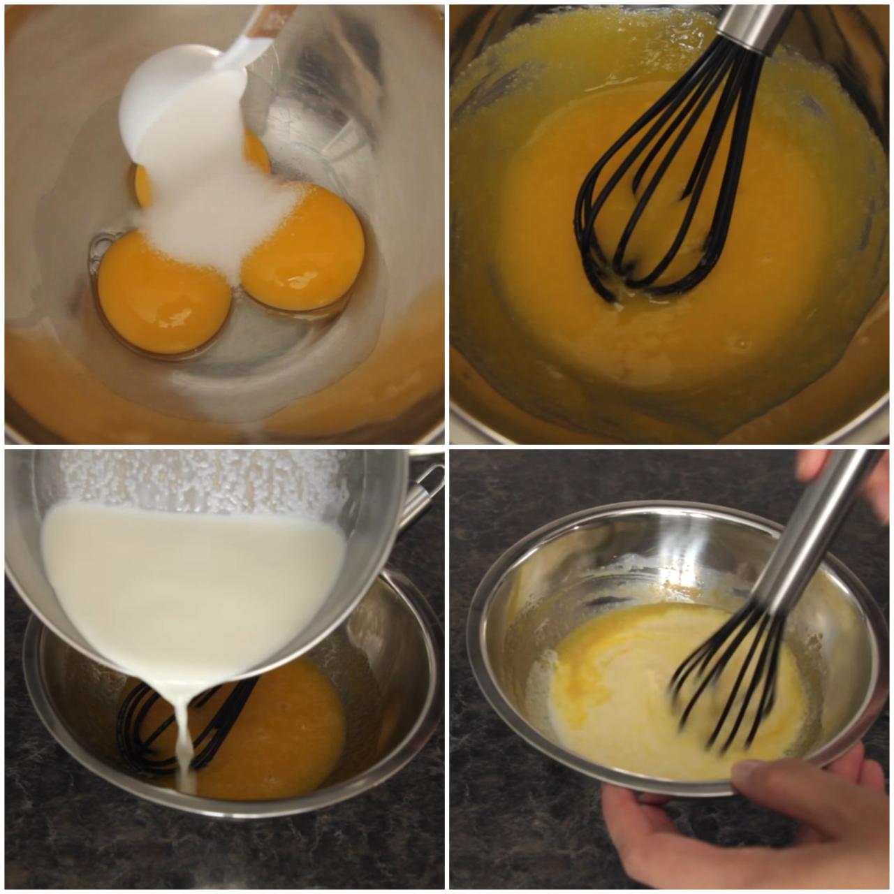 Trộn hỗn hợp trứng sữa